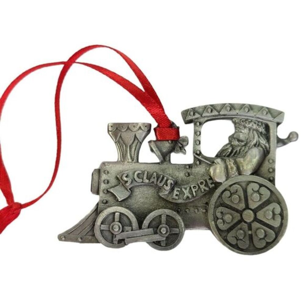 Santas Express Locomotive Train Christmas Ornament Pewter Wallace Silversmiths